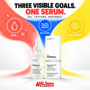 Adilsons creative for The Ordinary Niacinamide 10% + Zinc 1% 30ml — THREE VISIBLE GOALS. ONE SERUM.