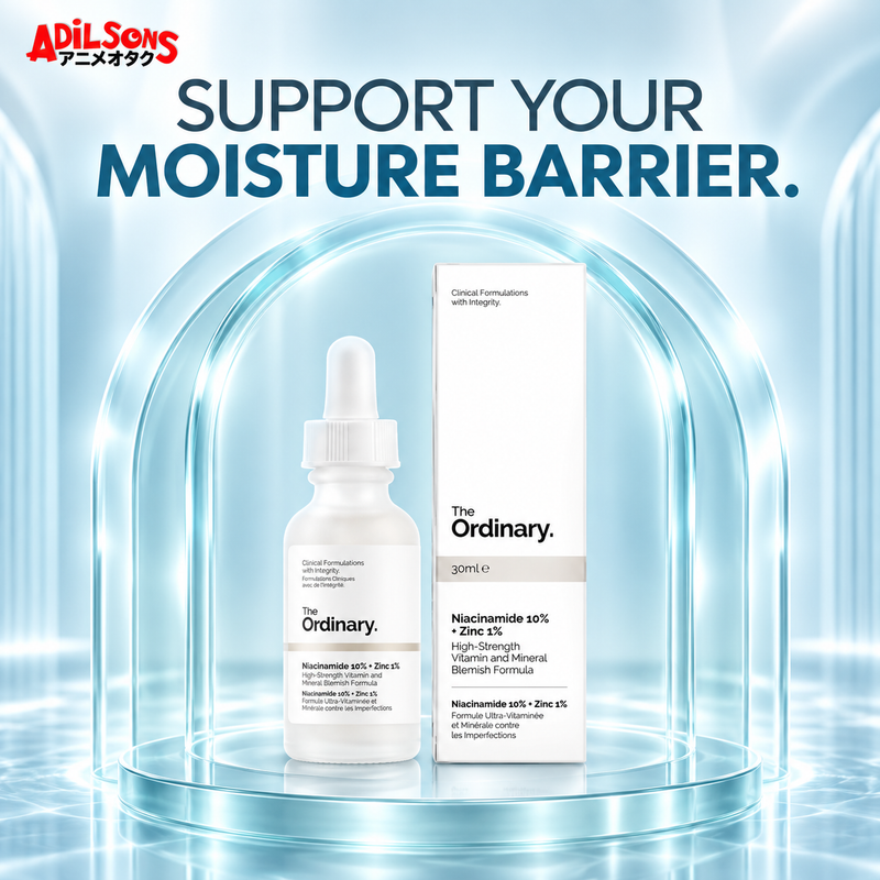 Adilsons creative for The Ordinary Niacinamide 10% + Zinc 1% 30ml — SUPPORT YOUR MOISTURE BARRIER.