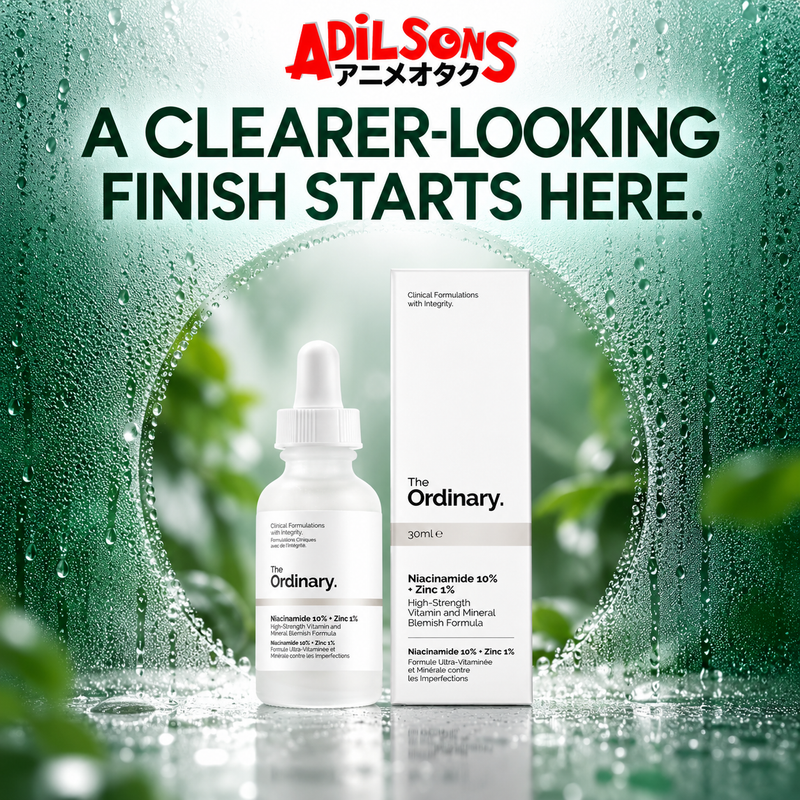 Adilsons creative for The Ordinary Niacinamide 10% + Zinc 1% 30ml — A CLEARER-LOOKING FINISH STARTS HERE.