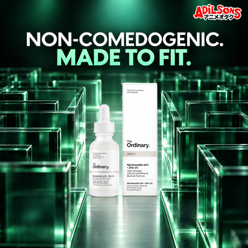 Adilsons creative for The Ordinary Niacinamide 10% + Zinc 1% 30ml — NON-COMEDOGENIC. MADE TO FIT.