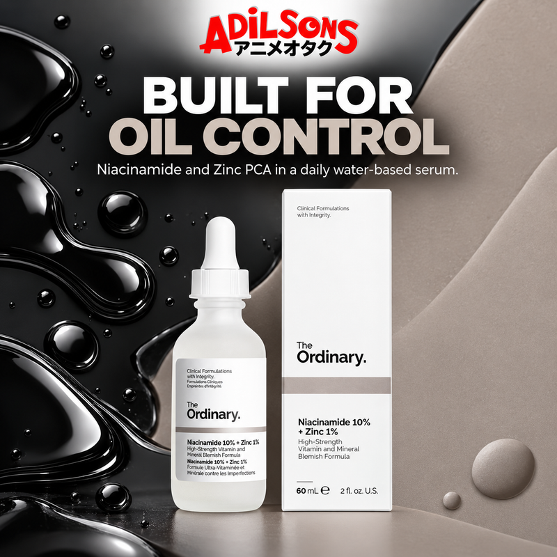 Adilsons Beauty The Ordinary Niacinamide 10% + Zinc 1% 60ml ad: BUILT FOR OIL CONTROL / Niacinamide and Zinc PCA in a daily water-based serum.