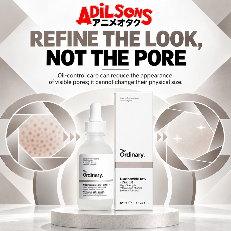 Adilsons Beauty The Ordinary Niacinamide 10% + Zinc 1% 60ml ad: REFINE THE LOOK, NOT THE PORE / Oil-control care can reduce the appearance of visible pores; it cannot change their physical size.