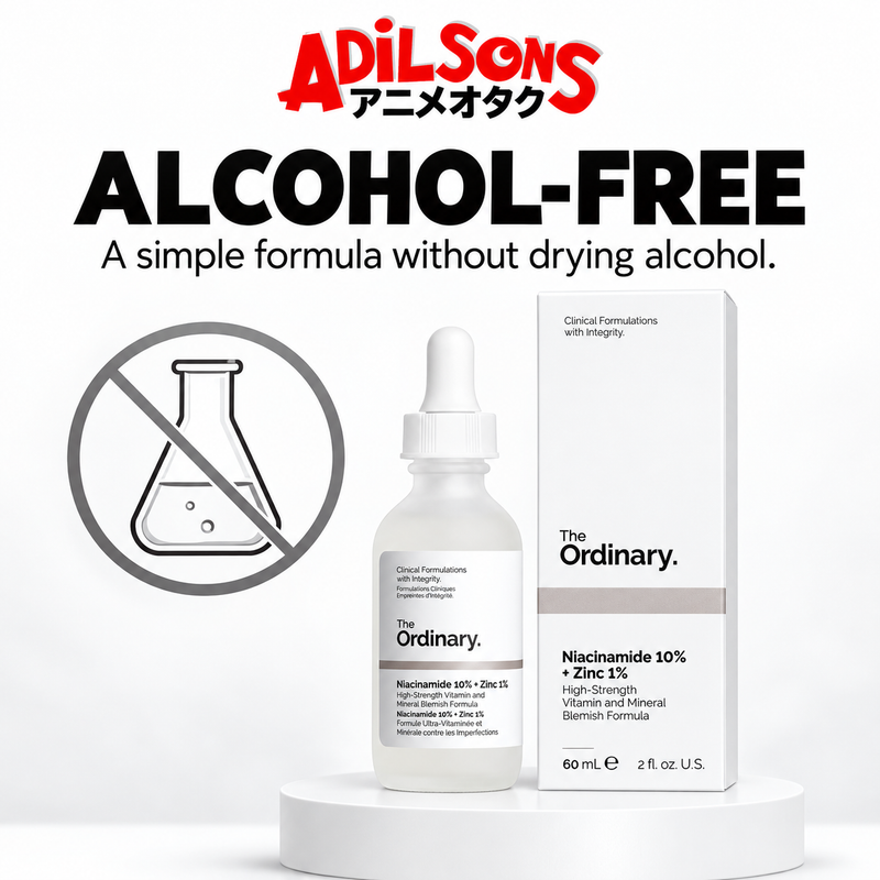 Adilsons Beauty The Ordinary Niacinamide 10% + Zinc 1% 60ml ad: ALCOHOL-FREE / A simple formula without drying alcohol.