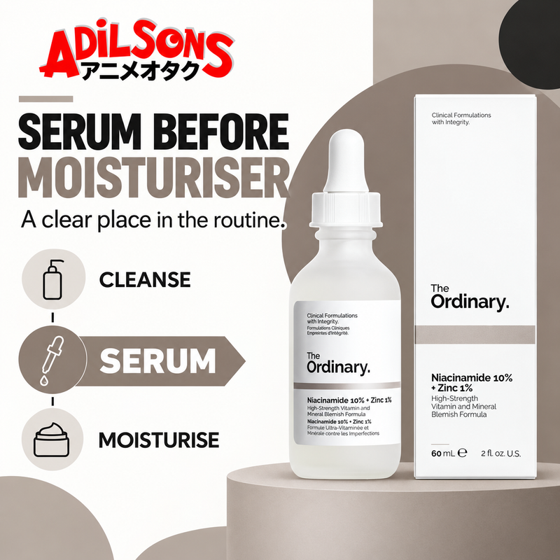 Adilsons Beauty The Ordinary Niacinamide 10% + Zinc 1% 60ml ad: SERUM BEFORE MOISTURISER / A clear place in the routine.