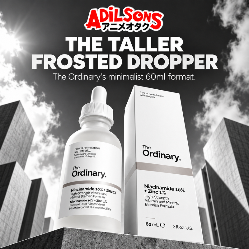 Adilsons Beauty The Ordinary Niacinamide 10% + Zinc 1% 60ml ad: THE TALLER FROSTED DROPPER / The Ordinary’s minimalist 60ml format.