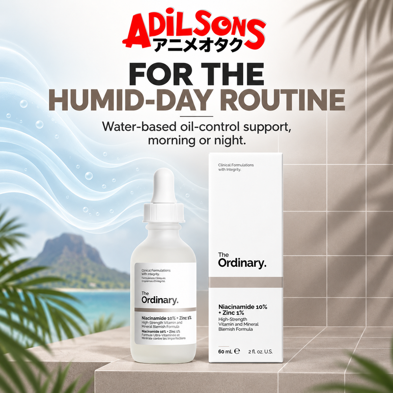 Adilsons Beauty The Ordinary Niacinamide 10% + Zinc 1% 60ml ad: FOR THE HUMID-DAY ROUTINE / Water-based oil-control support, morning or night.