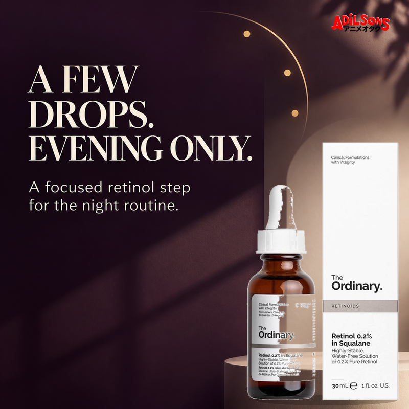 The Ordinary Retinol 0.2% in Squalane 30ml ad — Evening few-drops step