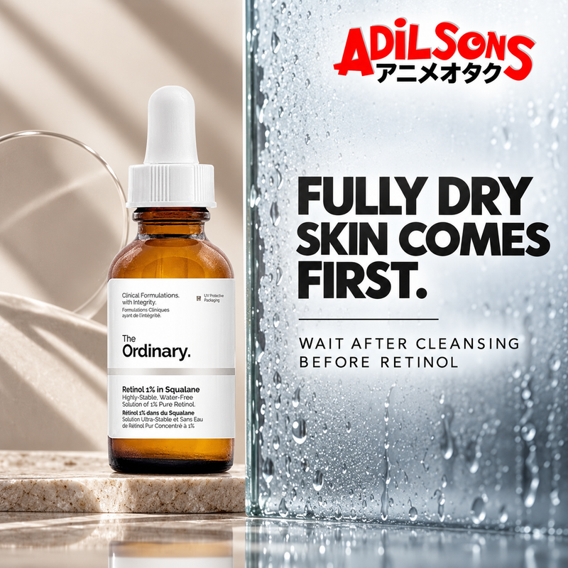 The Ordinary Retinol 1% in Squalane 30ml sales creative: Fully Dry Skin Comes First.