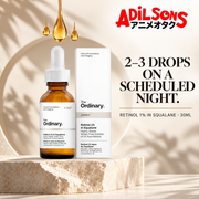 The Ordinary Retinol 1% in Squalane 30ml sales creative: 2–3 Drops On A Scheduled Night.
