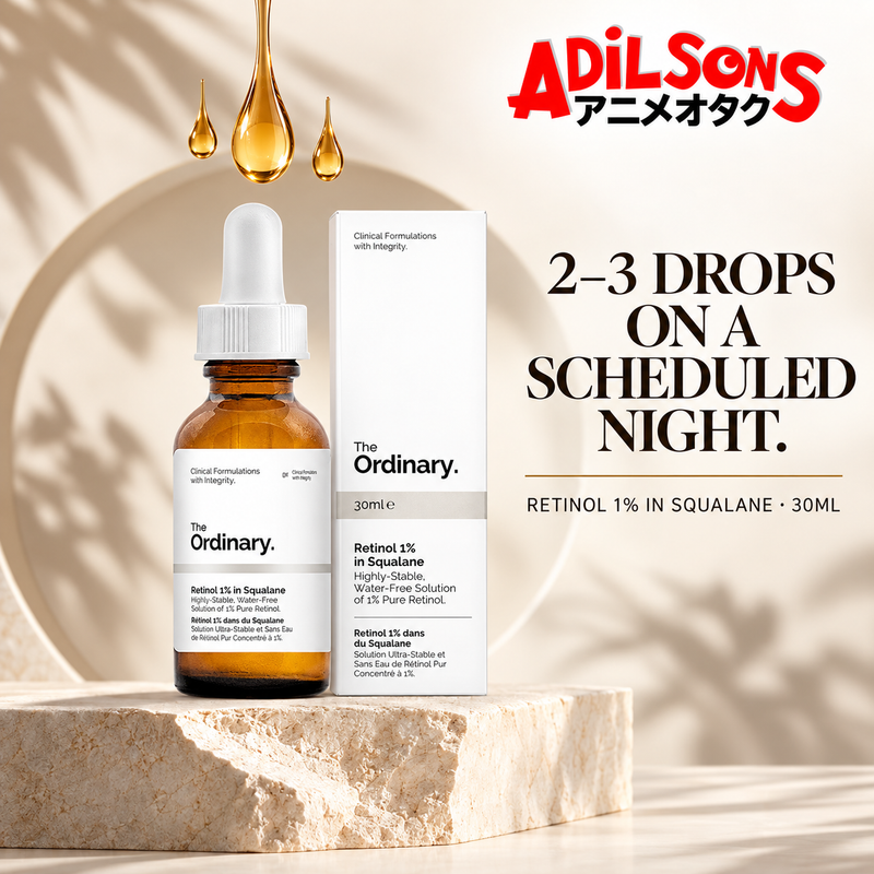 The Ordinary Retinol 1% in Squalane 30ml sales creative: 2–3 Drops On A Scheduled Night.
