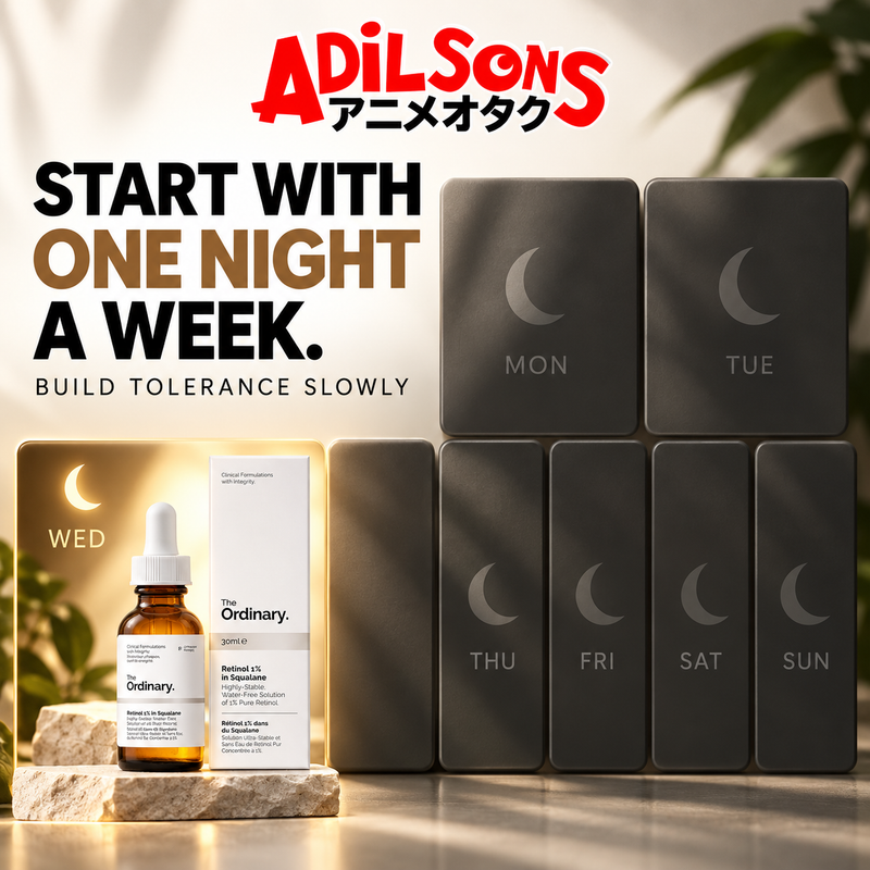 The Ordinary Retinol 1% in Squalane 30ml sales creative: Start With One Night A Week.