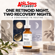 The Ordinary Retinol 1% in Squalane 30ml sales creative: One Retinoid Night. Two Recovery Nights.