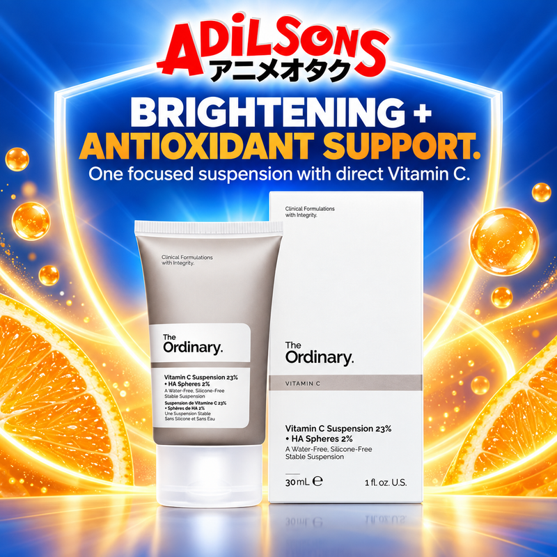 The Ordinary Vitamin C Suspension 23% + HA Spheres 2% ad: BRIGHTENING + ANTIOXIDANT SUPPORT.