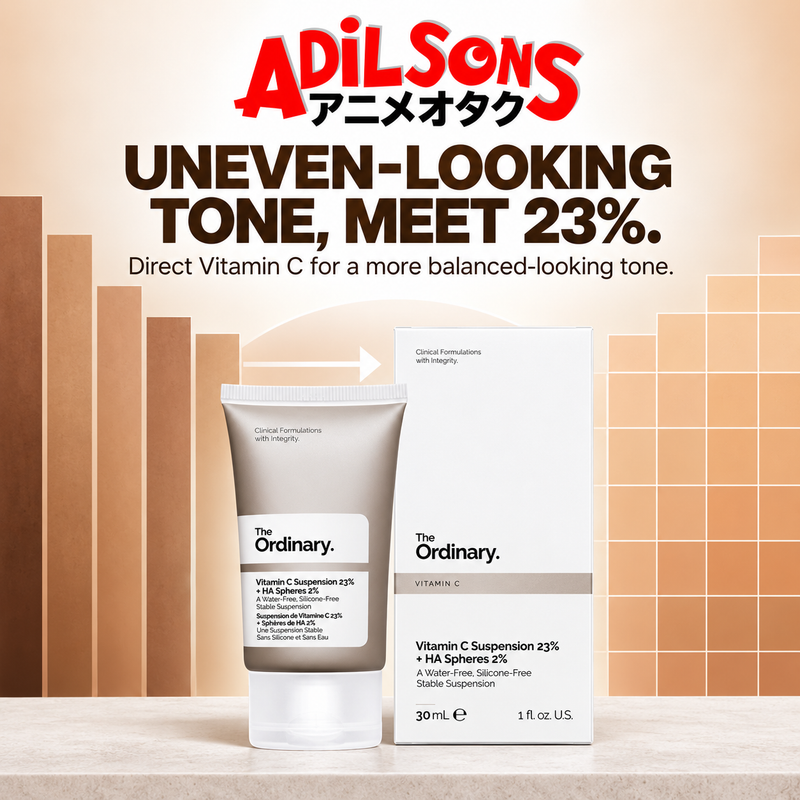 The Ordinary Vitamin C Suspension 23% + HA Spheres 2% 30ml ad: UNEVEN-LOOKING TONE, MEET 23%.