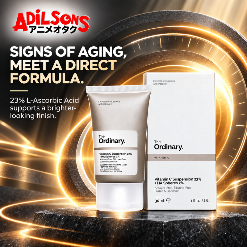 The Ordinary Vitamin C Suspension 23% + HA Spheres 2% ad: SIGNS OF AGING, MEET A DIRECT FORMULA.