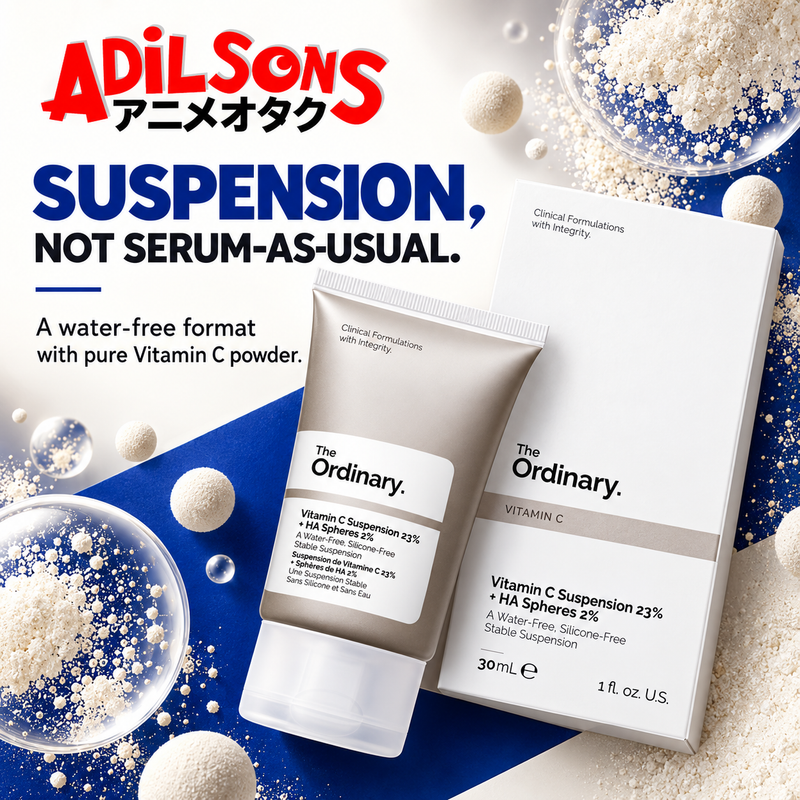 The Ordinary Vitamin C Suspension 23% + HA Spheres 2% ad: SUSPENSION, NOT SERUM-AS-USUAL.