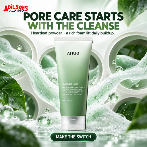 Adilsons creative for Anua Heartleaf Quercetinol Pore Deep Cleansing Foam 150ml — PORE CARE STARTS WITH THE CLEANSE