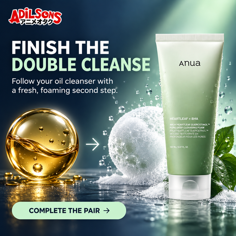 Adilsons creative for Anua Heartleaf Quercetinol Pore Deep Cleansing Foam 150ml — FINISH THE DOUBLE CLEANSE