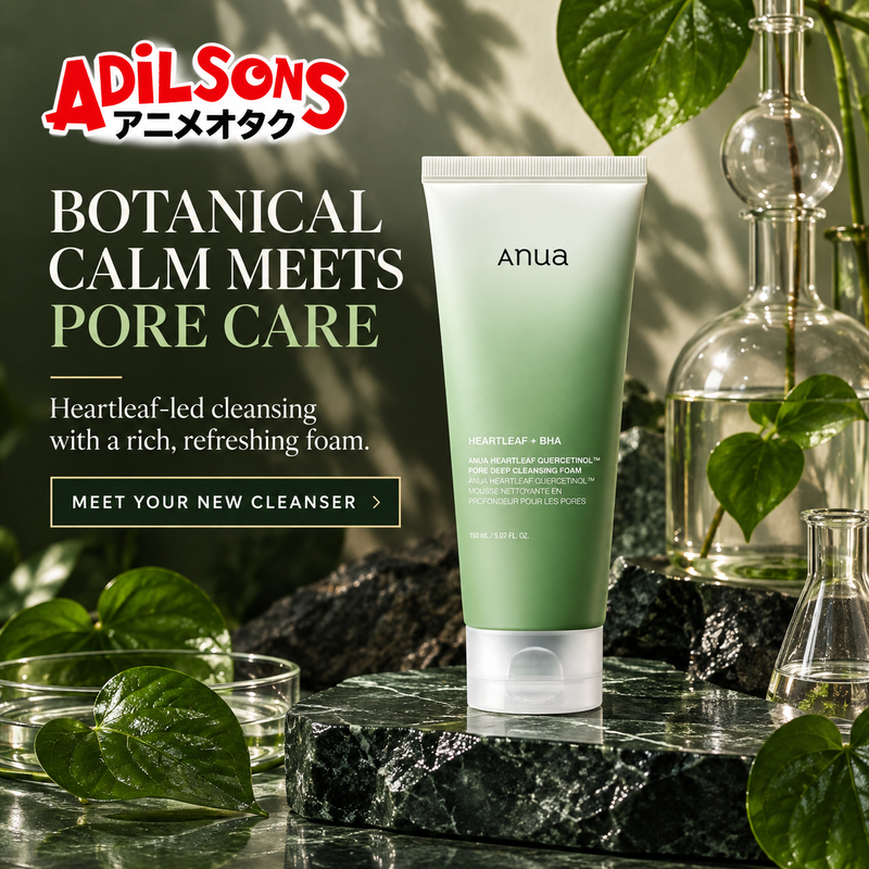 Adilsons creative for Anua Heartleaf Quercetinol Pore Deep Cleansing Foam 150ml — BOTANICAL CALM MEETS PORE CARE