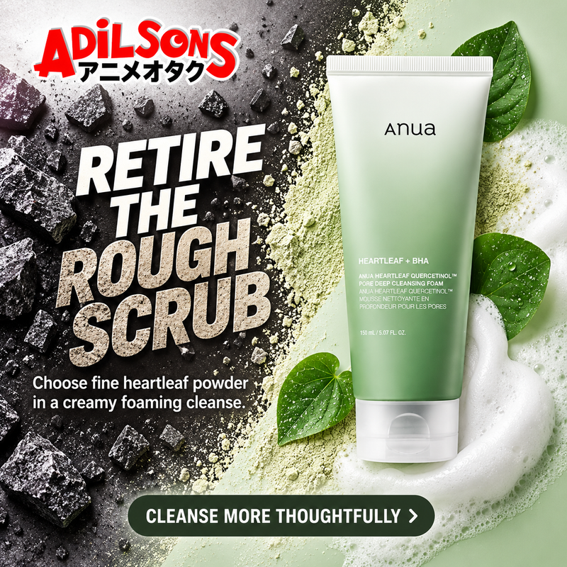 Adilsons creative for Anua Heartleaf Quercetinol Pore Deep Cleansing Foam 150ml — RETIRE THE ROUGH SCRUB