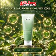 Adilsons creative for Anua Heartleaf Quercetinol Pore Deep Cleansing Foam 150ml — HEARTLEAF, RIGHT FROM STEP ONE