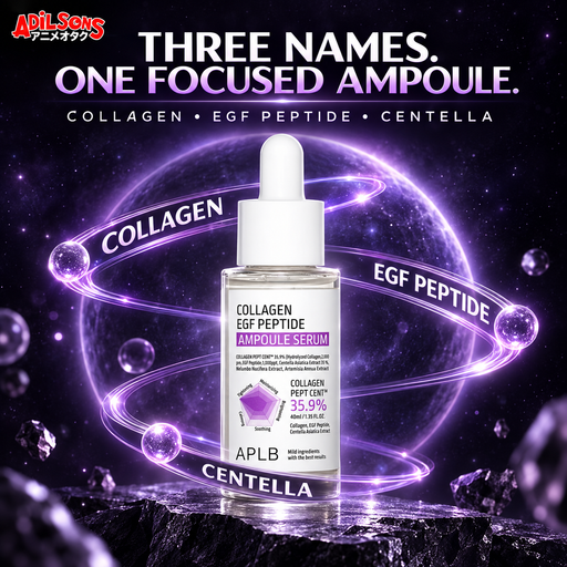 Adilsons creative for APLB Collagen EGF Peptide Ampoule Serum 40ml — THREE NAMES. ONE FOCUSED AMPOULE.