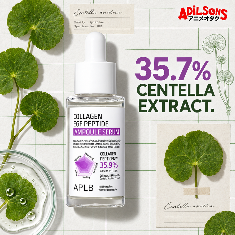 Adilsons creative for APLB Collagen EGF Peptide Ampoule Serum 40ml — 35.7% CENTELLA EXTRACT.