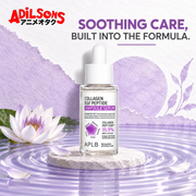 Adilsons creative for APLB Collagen EGF Peptide Ampoule Serum 40ml — SOOTHING CARE, BUILT INTO THE FORMULA.