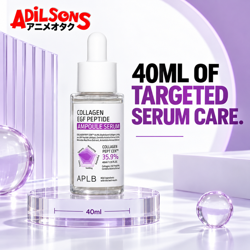 Adilsons creative for APLB Collagen EGF Peptide Ampoule Serum 40ml — 40ML OF TARGETED SERUM CARE.