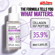 Adilsons creative for APLB Collagen EGF Peptide Ampoule Serum 40ml — THE FORMULA TELLS YOU WHAT MATTERS.