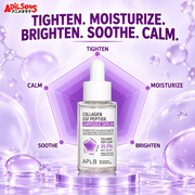Adilsons creative for APLB Collagen EGF Peptide Ampoule Serum 40ml — TIGHTEN. MOISTURIZE. BRIGHTEN. SOOTHE. CALM.