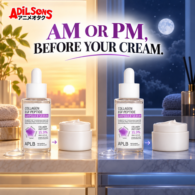 Adilsons creative for APLB Collagen EGF Peptide Ampoule Serum 40ml — AM OR PM, BEFORE YOUR CREAM.
