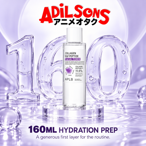 Adilsons Beauty APLB Collagen EGF Peptide Facial Toner 160ml ad: 160ML HYDRATION PREP / A generous first layer for the routine.