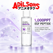 Adilsons Beauty APLB Collagen EGF Peptide Facial Toner 160ml ad: 1,000PPT EGF PEPTIDE / A trace peptide detail in the Collagen Pept Cen formula.