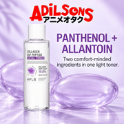 Adilsons Beauty APLB Collagen EGF Peptide Facial Toner 160ml ad: PANTHENOL + ALLANTOIN / Two comfort-minded ingredients in one light toner.
