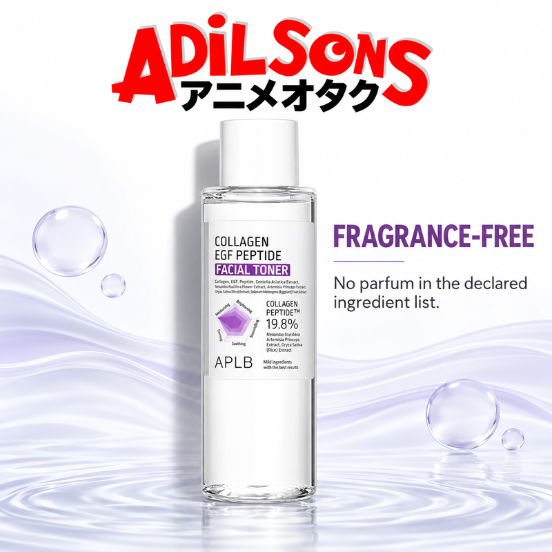 Adilsons Beauty APLB Collagen EGF Peptide Facial Toner 160ml ad: FRAGRANCE-FREE / No parfum in the declared ingredient list.