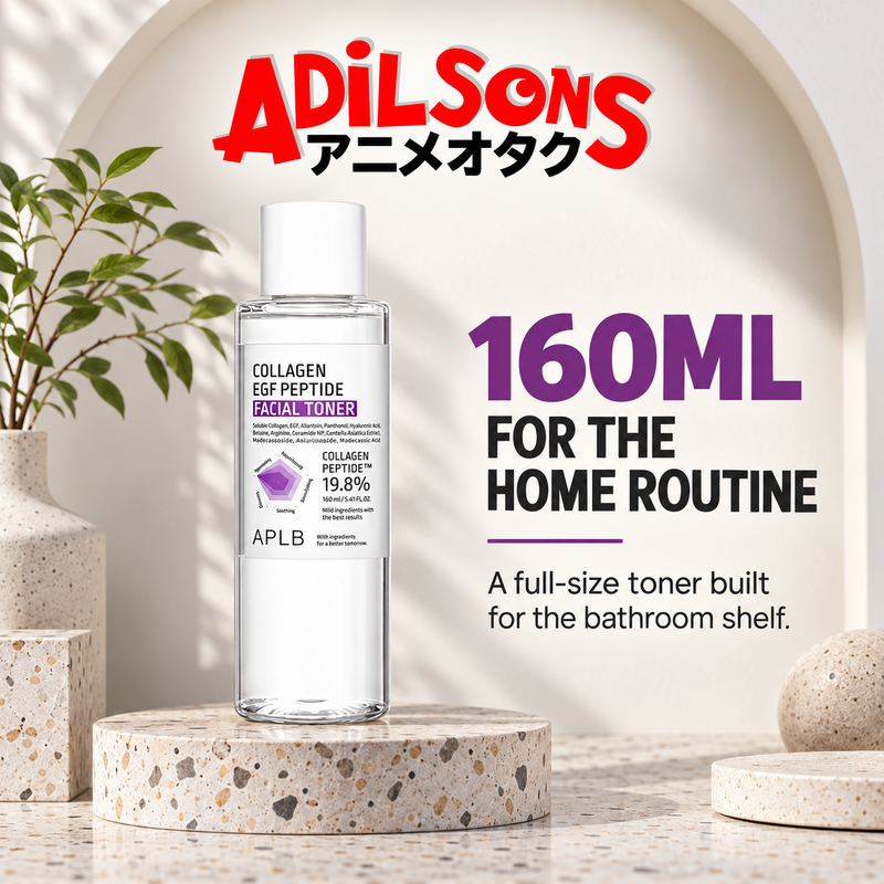 Adilsons Beauty APLB Collagen EGF Peptide Facial Toner 160ml ad: 160ML FOR THE HOME ROUTINE / A full-size toner built for the bathroom shelf.