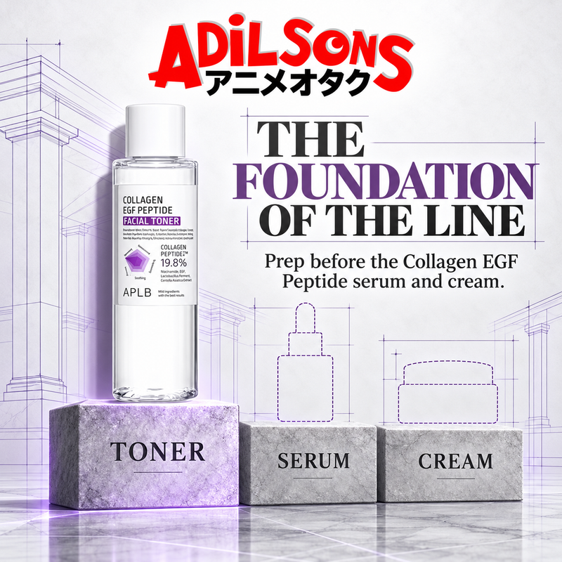 Adilsons Beauty APLB Collagen EGF Peptide Facial Toner 160ml ad: THE FOUNDATION OF THE LINE / Prep before the Collagen EGF Peptide serum and cream.
