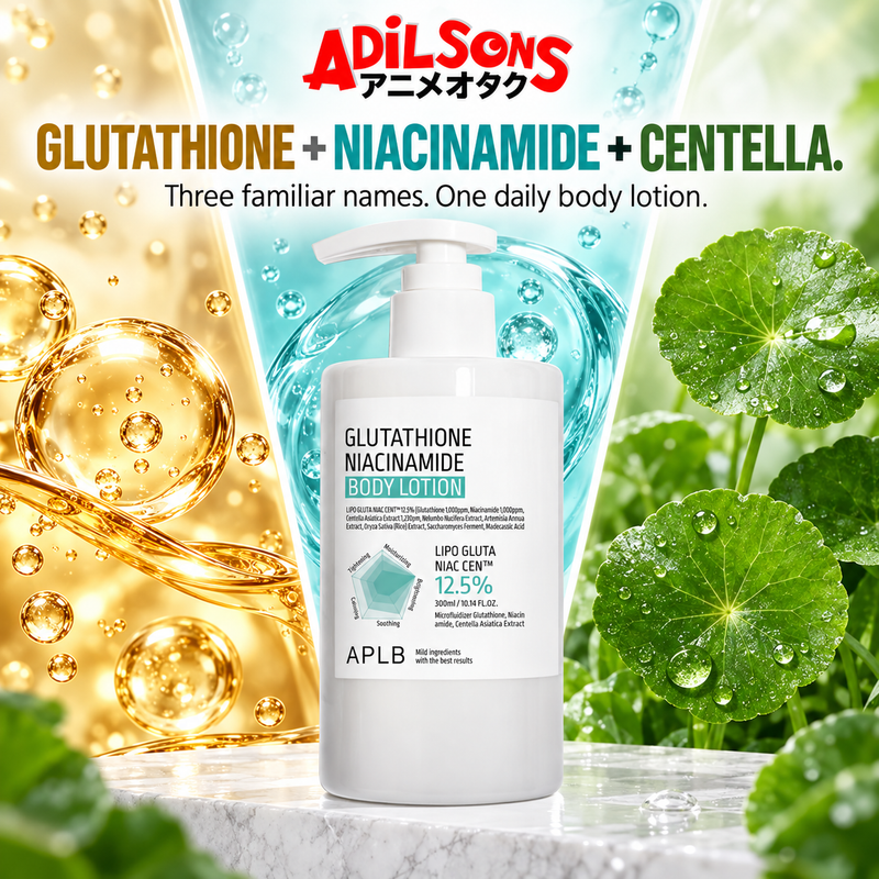 APLB Glutathione Niacinamide Body Lotion 300ml sales creative: Glutathione + Niacinamide + Centella.