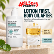 APLB Glutathione Niacinamide Body Lotion 300ml sales creative: Lotion First. Body Oil After.