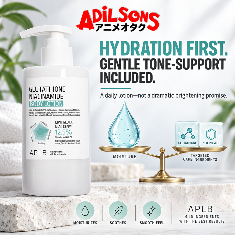 APLB Glutathione Niacinamide Body Lotion 300ml sales creative: Hydration First. Gentle Tone-Support Included.