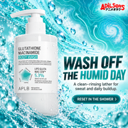 Adilsons creative for APLB Glutathione Niacinamide Body Wash 300ml — WASH OFF THE HUMID DAY