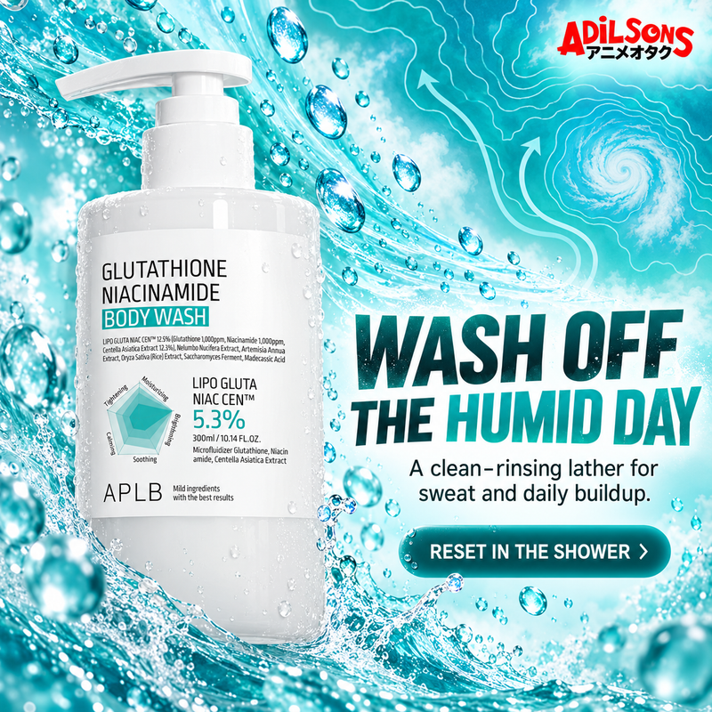Adilsons creative for APLB Glutathione Niacinamide Body Wash 300ml — WASH OFF THE HUMID DAY