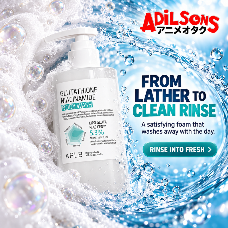 Adilsons creative for APLB Glutathione Niacinamide Body Wash 300ml — FROM LATHER TO CLEAN RINSE