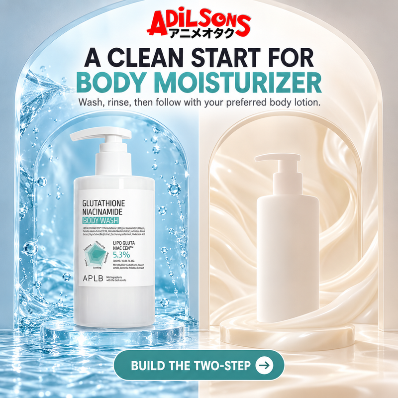 Adilsons creative for APLB Glutathione Niacinamide Body Wash 300ml — A CLEAN START FOR BODY MOISTURIZER