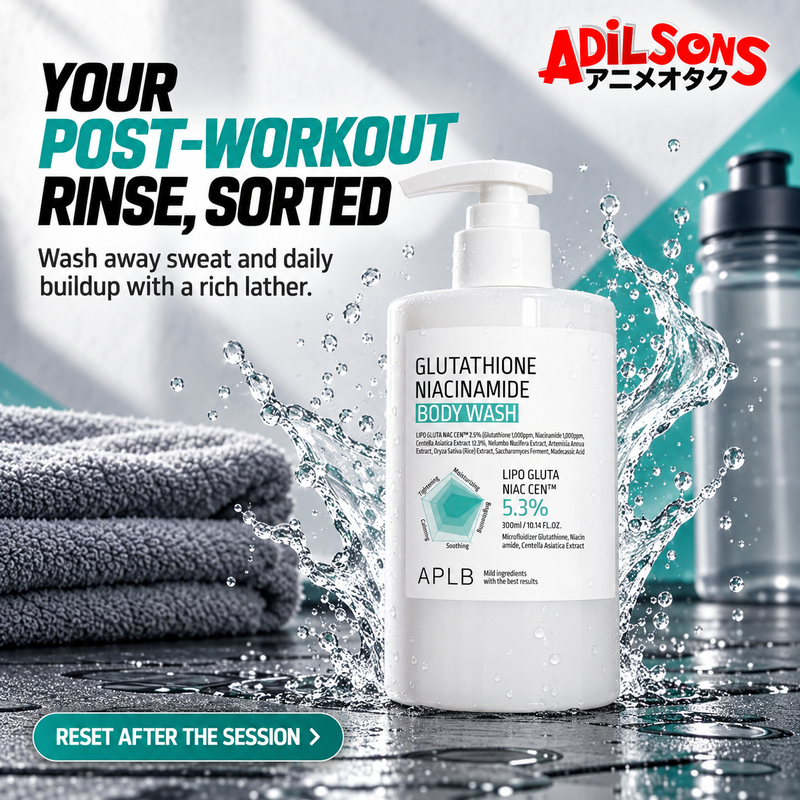 Adilsons creative for APLB Glutathione Niacinamide Body Wash 300ml — YOUR POST-WORKOUT RINSE, SORTED