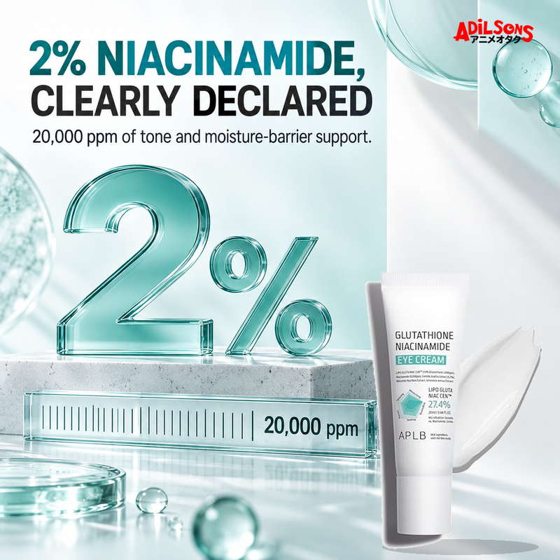 APLB Glutathione Niacinamide Eye Cream 20ml ad — Declared niacinamide concentration