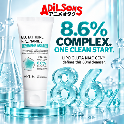 APLB Glutathione Niacinamide Facial Cleanser 80ml ad: 8.6% COMPLEX. ONE CLEAN START.