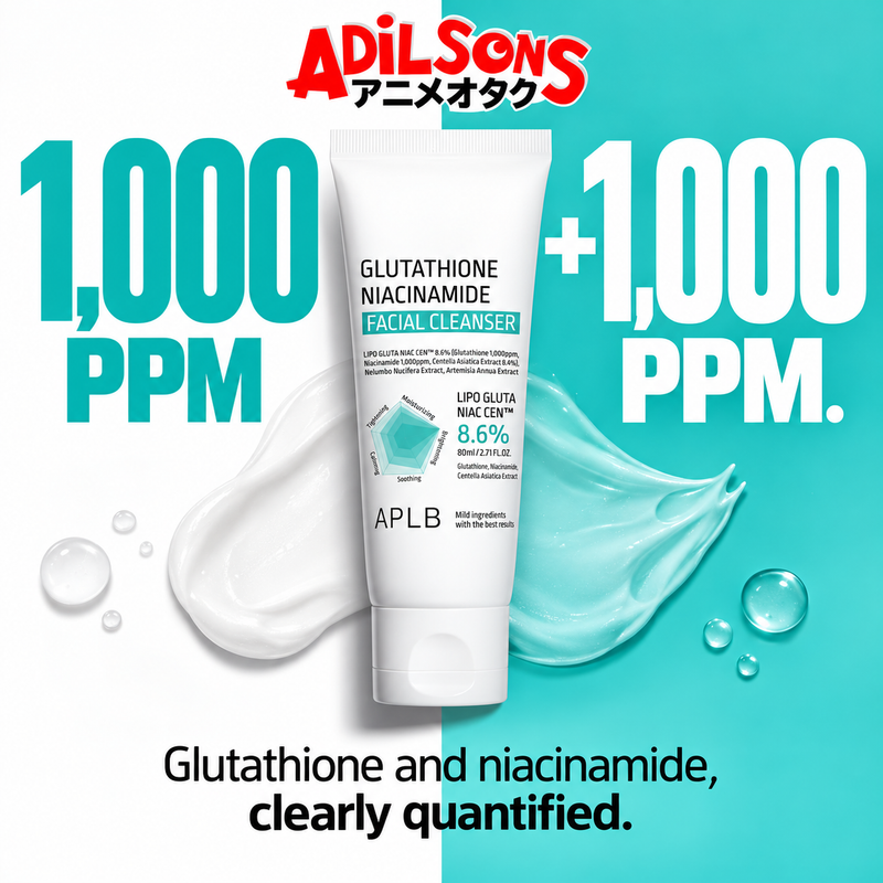 APLB Glutathione Niacinamide Facial Cleanser 80ml ad: 1,000 PPM + 1,000 PPM.
