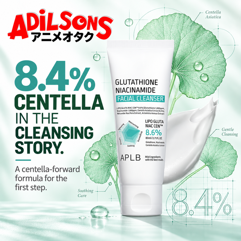 APLB Glutathione Niacinamide Facial Cleanser 80ml ad: 8.4% CENTELLA IN THE CLEANSING STORY.